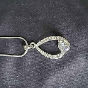 Cubic Zirconia Pendant with 18" Silver Chain